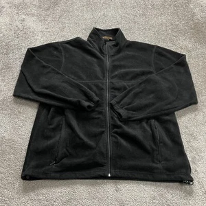 Harriton Fleece Jacket Mens XL Solid Black Mock Neck Full Zip Pocket Outdoor - Picture 1 of 10