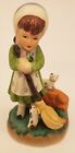 Vintage Bisque Porcelain Figurine Young Country Girl With Kittens Hand Painted