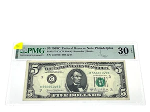 1969C $5 Five Dollars, FEDERAL RESERVE NOTE Philadelphia, PMG 30 Very Fine (#40) - Picture 1 of 2