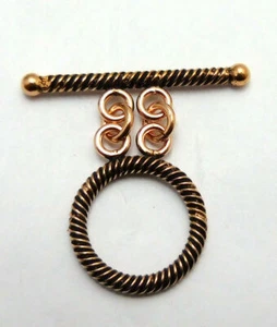 3 SET 20X33MM SOLID COPPER TOGGLE CLASP 2 STRAND ANTIQUE COPPER 581 ATL-151 - Picture 1 of 3