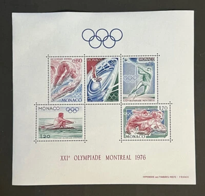 Travelstamps: 1976 Monaco Souvenir Sheet XXI Olympiad Montreal MNH OG Foto 1 de 4