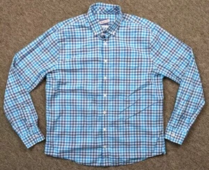 Johnnie-O Caiden Hangin' Out Button Down Shirt Men's Large Blue Check Woven - Picture 1 of 7
