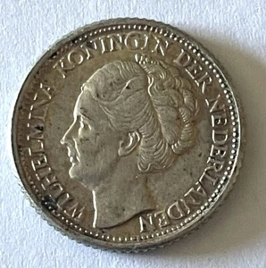 1943/1-P CURACAO Netherlands 25C Uncir. Silver Coin With Palm Tree Privy ~ Rare - Picture 1 of 4