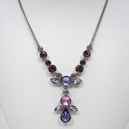 Collana Givenchy Cristallo Y Viola & Rosa Tono Argento Metallo Statement Gioielli