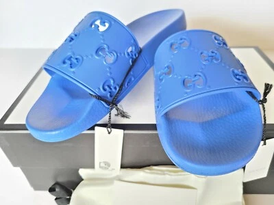 Auténticas sandalias perforadas Gucci Pursuit Slide de goma GG para hombre 9 G / 9,5 EE. UU. Foto 1 de 4