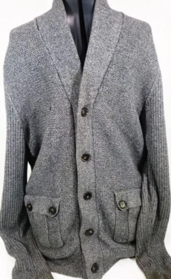 Suéter cárdigan abotonado H&M para hombre-grande-gris-100 % algodón-clásico-manga larga Foto 1 de 4