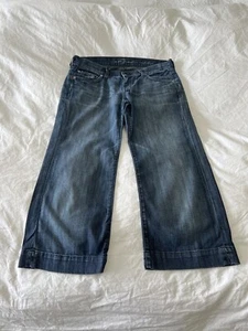 7 For All Mankind | Women SZ 26 | Wideleg Crop Dojo Jeans | Capri Pant Blue 7’s - Picture 1 of 10