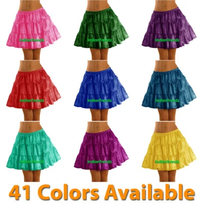 Mujeres Niña Mini Vestido Corto Satinado Falda en Niveles Plisado Retro Elástico Volantes Club Foto 1 de 2