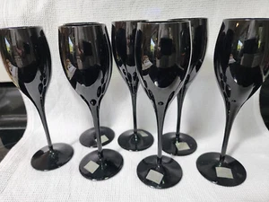 Mikasa Elite Black Crystal Wine Glasses 7, with tags 8¼ inch Tall - Picture 1 of 3