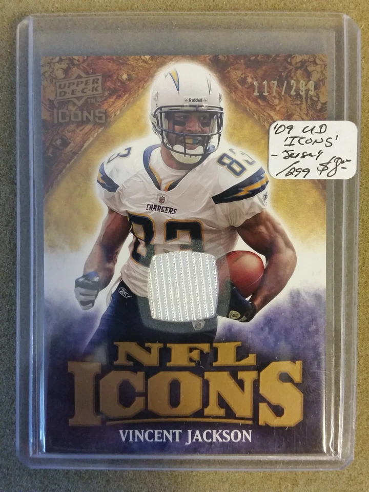 2009 Upper Deck Icons NFL Icons Jerseys #ICVJ Vincent Jackson 117/299 - Chargers - Image 1 of 1