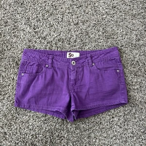 SO Hot Pants Y2K Short Shorts Flat Front 4 Pockets Purple Woman Size 9 - Picture 1 of 6