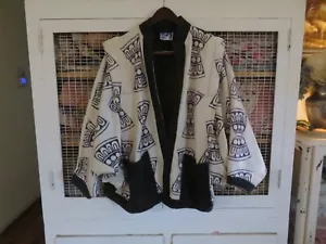 Vintage Made in Nepal Cheppu Boho Mantel Jacke Fledermaus Flügel große Schultern Tribal - Bild 1 von 11
