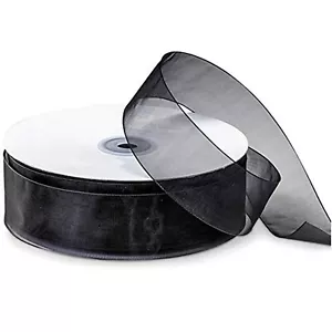5/8" Wide Black Shimmer Sheer Organza Ribbon - 25 Yards (501420) - Picture 1 of 1