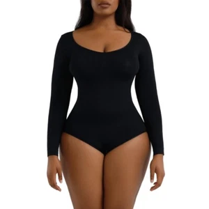 Women Long Sleeve Thong Bodycon Bodysuit O-Neck Shapewear Romper Jumpsuits Top - Bild 1 von 16