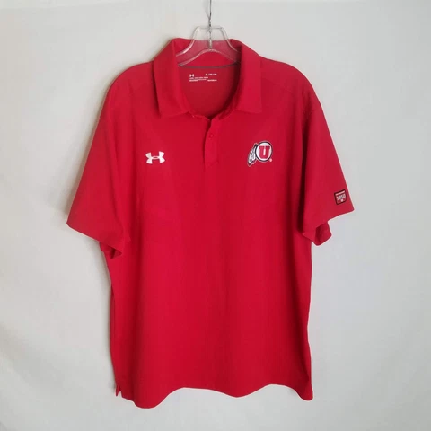 Utah Utes Under Armour Heatgear Red Polo Golf Shirt Men's Size XL I206 Cover