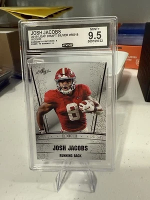 2019 Leaf Draft Silver - Josh Jacobs #RS-18 (RC, Rookie) - CCG 9.5 MINT  - Image 1 of 2