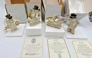 Lot of 4 Lenox Annual Snowman Ornaments Porcelain 1998 - 2003 IOB COA 24k Trim - Picture 1 of 8