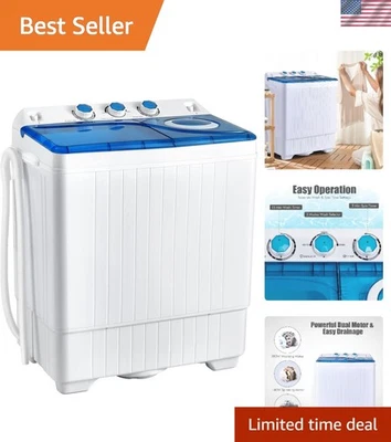 26lbs Capacity Twin Tub Washing Machine with Built-In Drain Pump & Quiet Motor - Image 1 of 4