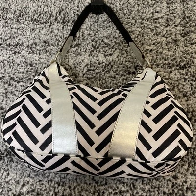 LeSportsac Everyday Shoulder Purse Bag Black White Silver Stripe Hobo Preppy - Image 1 of 4