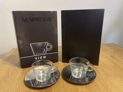 JUEGO DE TAZAS Y PLATILLOS DE CAFÉ NESPRESSO VIEW COLLECTION - 2 JUEGOS - CAJA ORIGINAL - EN MUY BUENA CONDICIÓN Foto 1 de 4