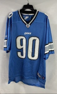 Reebok Lions Men Blue Ndamukong Suh #90 Jersey Size L - Picture 1 of 6