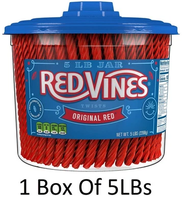 Jarro de doces a granel RED VINES Twists original alcaçuz vermelho 5 libras. Frete grátis - Imagem 1 de 4