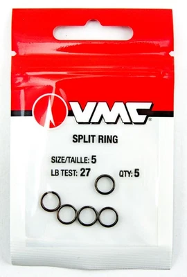 Anillos divididos VMC tamaño 5 acero inoxidable níquel negro 27 lb prueba níquel negro 5pk Foto 1 de 2