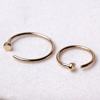 14 Karat Solid Yellow Gold Nose Hoop Ring - Image 1 of 2