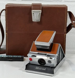 Polaroid SX-70 Land Camera + Original Leather Case + Flash Bar – Untested Vintag - Bild 1 von 12