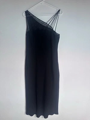 Vintage Evan Picone Size 14 Black Cocktail Dress maxi Length Fitted - Image 1 of 4