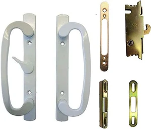 Door Handle Kit Mortise Lock, Face Plate & Keepers, A-Position, White, Non-Keyed - Picture 1 of 2