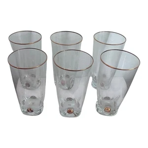 LR Slovak Gold Rim Highball Tumblers Glasses Set Of 6 5" tall - Picture 1 of 6