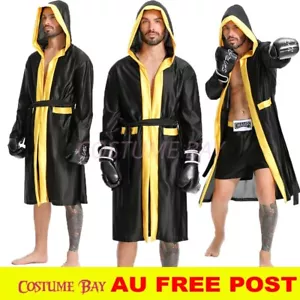 Mens Kids Black Boxer Champion Boxing Robe Hogan Sports Uniform Wrestler Costume - Afbeelding 1 van 24