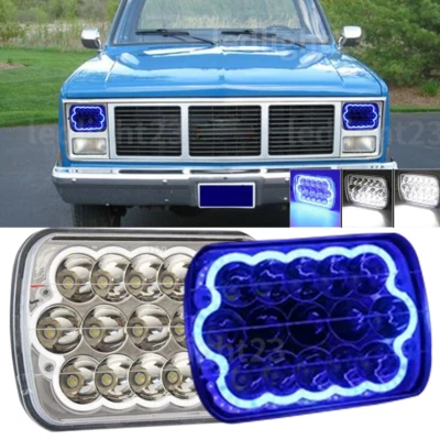 Pair 7X6" LED Headlights Hi/Lo Blue Halo DRL fit GMC C1500 C2500 C3500 1979-1986 - Image 1 of 4