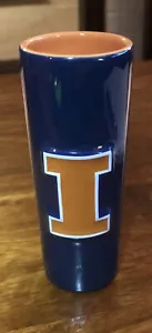 Navy/Orange Ceramic U of IL Fighting Illini Tall Shot Glass w/ Raised Lettering - Picture 1 of 7
