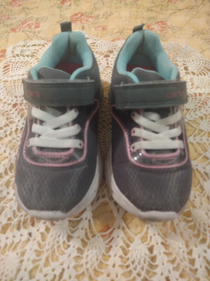 Zapatillas Carter's Light-Up Sin Corbata Verde Azulado Púrpura Gris Niña Talla 9 Foto 1 de 4