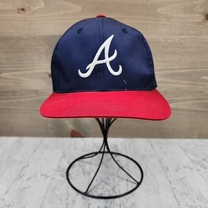 Atlanta Braves Hat Cap Genuine Snap Back Baseball MLB Logo Navy Blue Adjustable - Picture 1 of 7