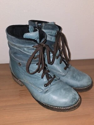 Dromedaris Kara Turquoise Leather / Suede Lace Up Comfort Boots 39 / 8.5-9 VGUC! - Image 1 of 4