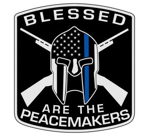 Thin Blue Line- Blessed Are the Peacemakers Decal - Various Sizes - Picture 1 of 1