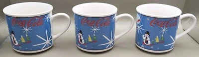 Juego de 3 tazas de café de cerámica muñeco de nieve de Navidad Coca Cola Cola 8 fl oz  Foto 1 de 4