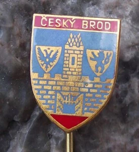 Antique Cesky Brod Czech Town Coat of Arms Heraldic Crest Shield Pin Badge - Picture 1 of 3