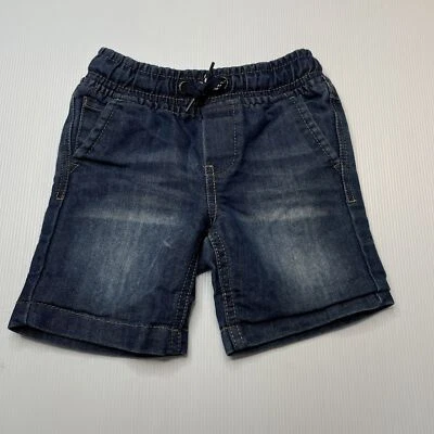 Boys size 1, Pumpkin Patch, dark denim shorts, elasticated, FUC - image 1 of 4