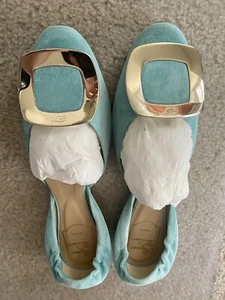 !! Roger Vivier Ballerine Chips Suede Buckle Ballet Flats US7.5/ EUR37.5 - Picture 1 of 3