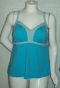 Gr. 20 Fullbeauty Sport blau & hellblauer Besatz mit BH & Lycra Tankini Oberteil - Bild 1 von 3