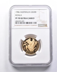 PF70 UCAM 1986 Australia 200 Gold Dollars Koala NGC *1505 - Picture 1 of 3