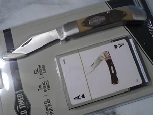 Schrade Old Timer Pocket Knife Folder Custom Playing Cards Gift Set 1188049 New - Picture 1 of 12