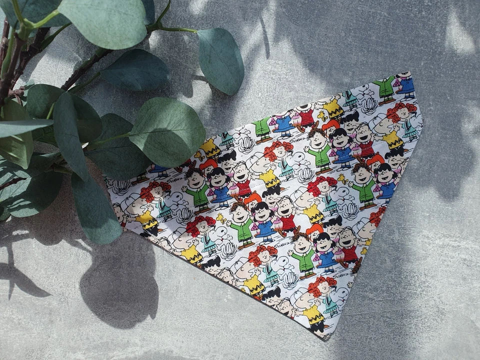 Handmade Dog Bandana Slide on Neckerchief Scarf Gift Charlie Brown Peanuts