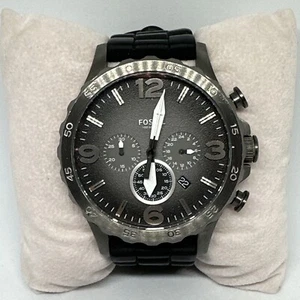 Fossil Nate JR1354 Men's Black Silicone Analog Dial Quartz Genuine Watch HME357 - Picture 1 of 11