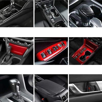 Red/ Cabon Fiber Pattern Gear Shift Door Panel Cover For Honda Accord 18-2022 - Image 1 of 4