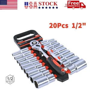 20/28Pc Ratchet Wrench Socket Tool Set METRIC/SAE Drive Handle 1/4" 3/8" 1/2" US - Picture 1 of 20